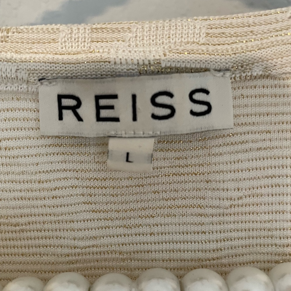 Reiss Cream Crew Neck Sweater with Subtle Animal Print - Large - Picture 2 of 8
